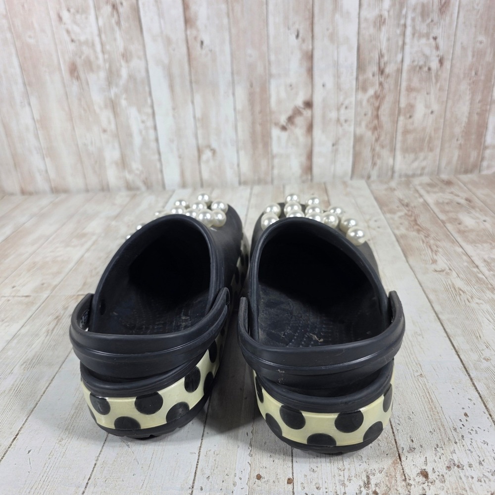 Crocs Women's Black Polka Dot Pearl Embellished Clogs Size 9 - Picture 3 of 6